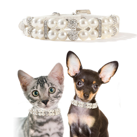 Pearl and Rhinestone Dog Collar and Leash Set