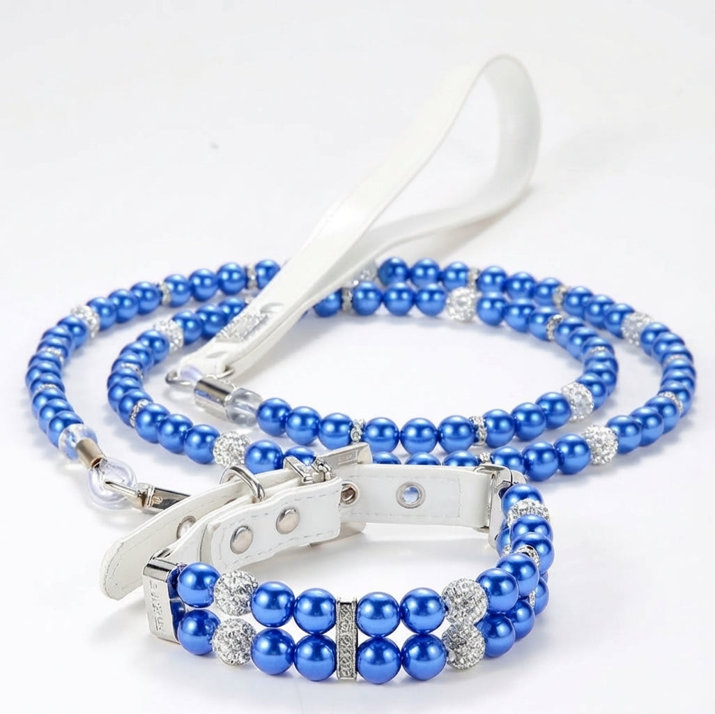 Pearl and Rhinestone Dog Collar and Leash Set